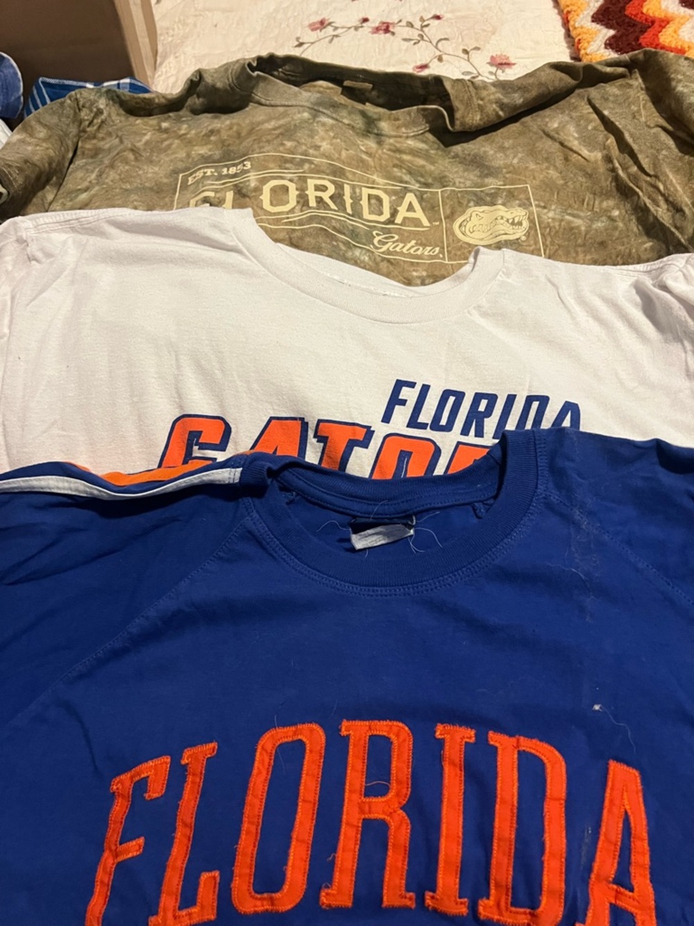 30 Florida Gators Women's Short Sleeve Crew Tee - Blue & White with Orange Logo
